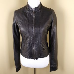 Aeropostale Faux Leather Cropped Moto Jacket